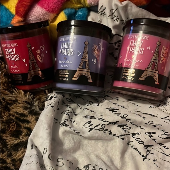 Bath & Body Works Emily in Paris Candle Trio - Red Purple Pink
